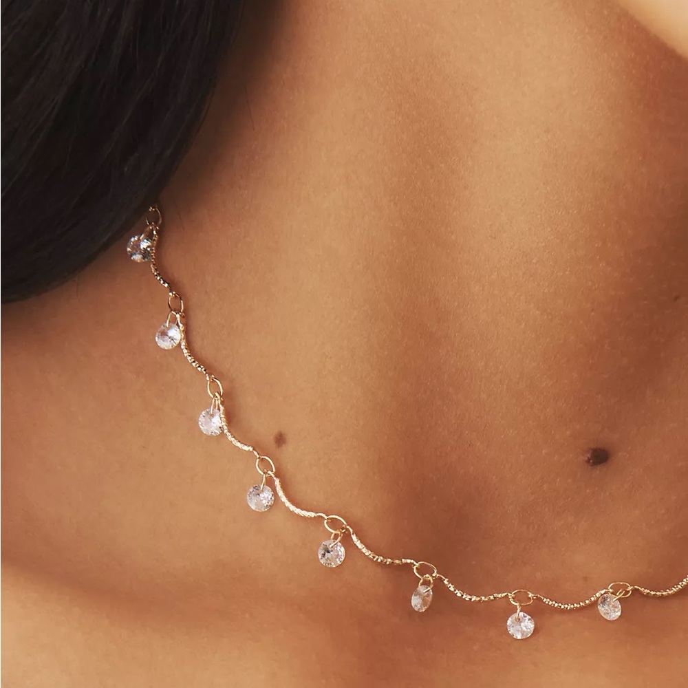 Anthropologie Drippy Crystal Necklace - Gold - NWT - Picture 4 of 16
